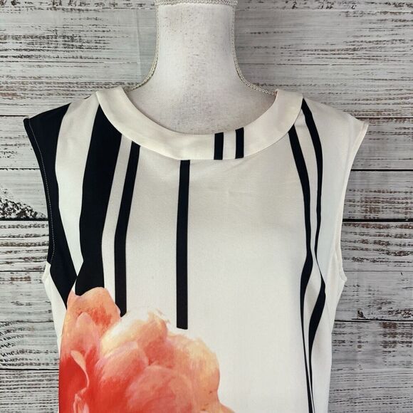 LABEL by 5 twelve Neiman March Dress size 12 Coral Floral Pencil Knee Wedding - Picture 5 of 13